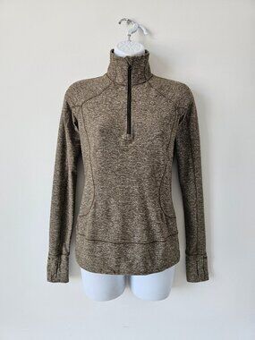 LULULEMON HMLE Moss Green Breathable Rulu Rush Hour Half Zip Long Sleeve Top 4